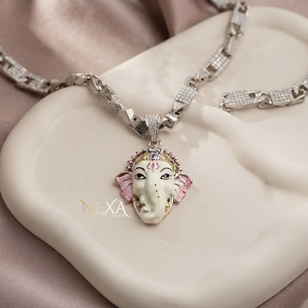 Lord Ganesha Silver Pendant for Men